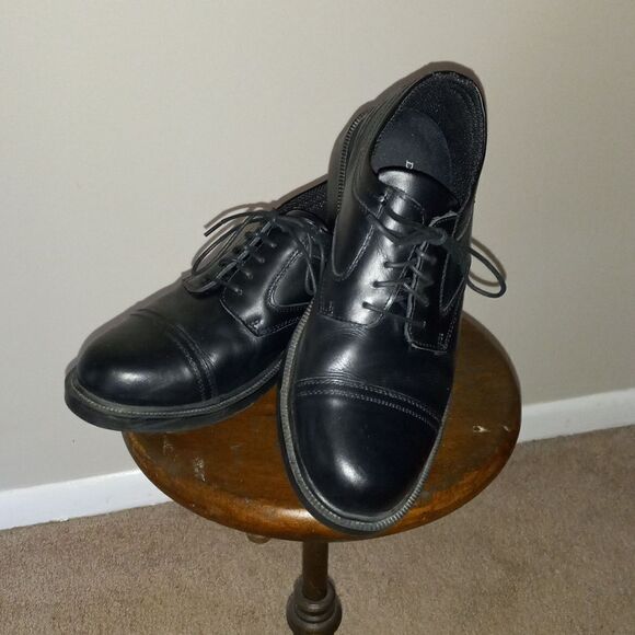 MEN'S BLACK LEATHER DEER STAGS LACE UP SHOES, SIZE 10.5 MEDIUM WIDTH - Picture 1 of 9